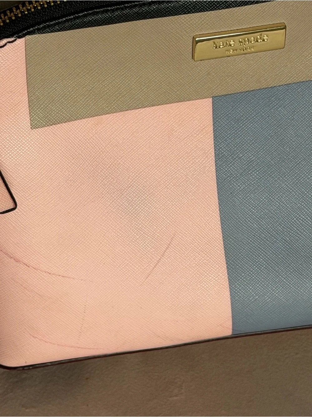 Kate Spade Cedar Street Tenley Colorblock Crossbody WKRU4007 Pink Blue Saffiano